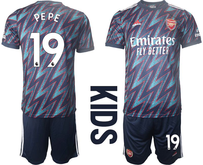 Youth 2021-2022 Club Arsenal away blue #19 Soccer Jersey